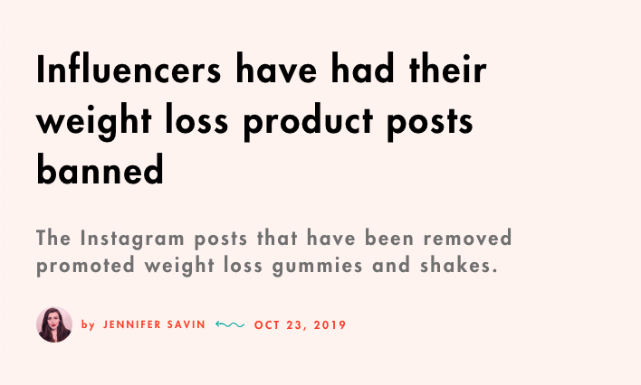 Influencers have had their weight loss product posts banned